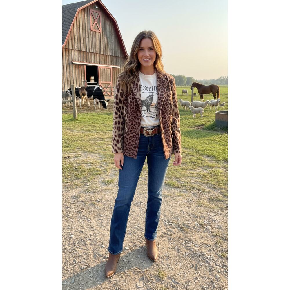 Vintage Talbots Leopard Velour Blazer | Mob Wife 90s Chic | NWOT